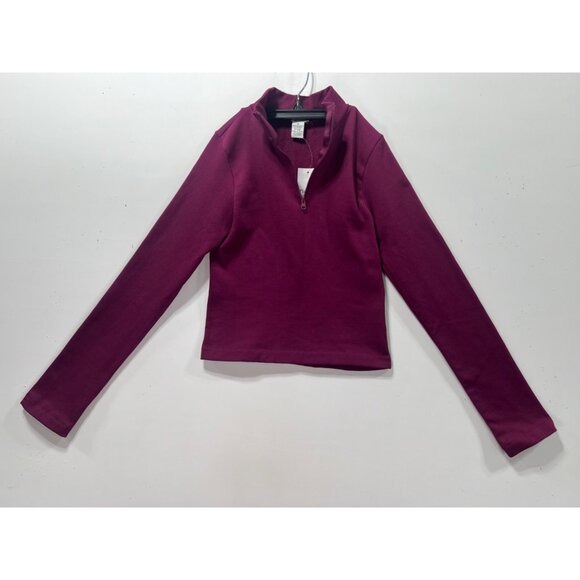 Rue 21 - Women's 1/2 Zip Long Sleeve Shirt - Burgundy - Medium - Picture 3 of 13